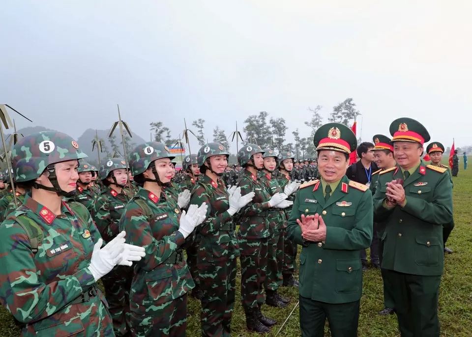 Military parade rehearsal for 50th anniversary of southern liberation 