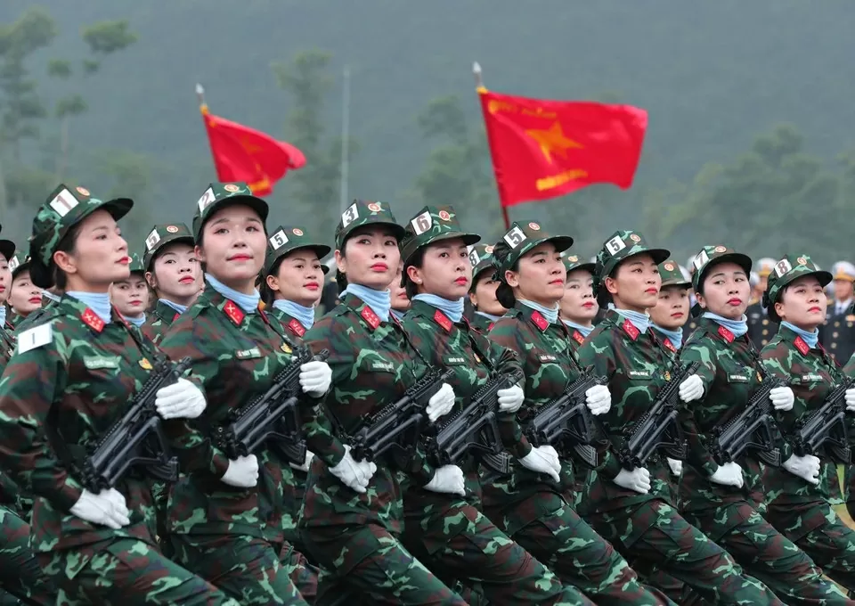 Military parade rehearsal for 50th anniversary of southern liberation