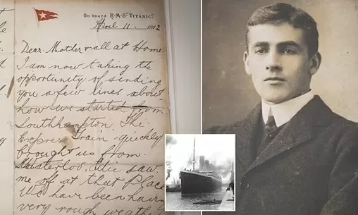 Bán đấu giá bức thư trên tàu Titanic của chàng trai người Anh gửi mẹ