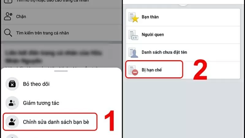 Bấm vào Bị hạn chế