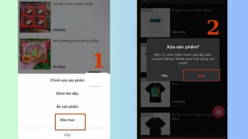 Chọn Xóa mục và xác nhận hành động