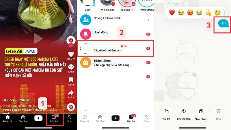 Cách xóa 1 mẫu tin nhắn trên TikTok