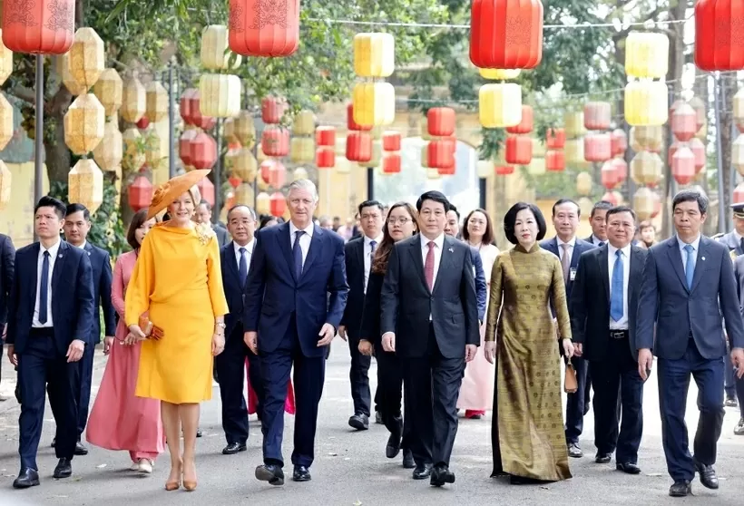 President Luong Cuong, Belgian King tour Thang Long Imperial Citadel