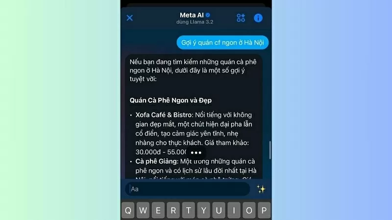 Nhập câu hỏi vào ô tin nhắn