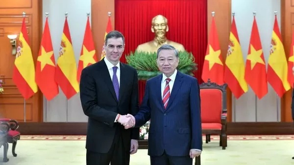 General Secretary To Lam welcomes Spanish Prime Minister Pedro Sánchez to deepen comprehensive cooperation