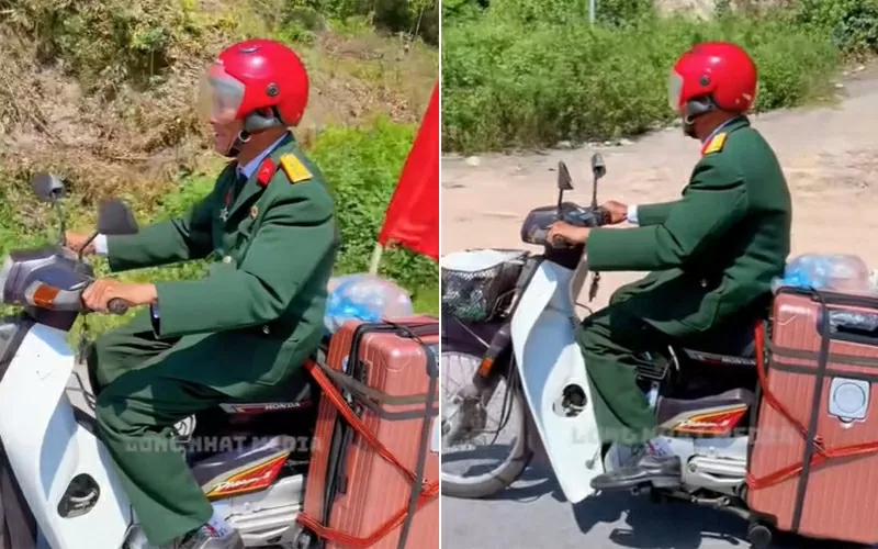 Cụ ông Nghệ An tự đi xe máy về TP. Hồ Chí Minh vui ngày hội non sông