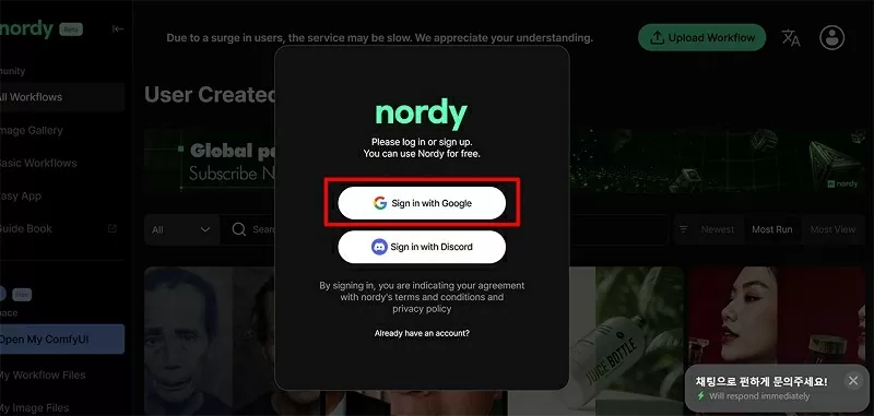 Truy cập vào Nordy AI