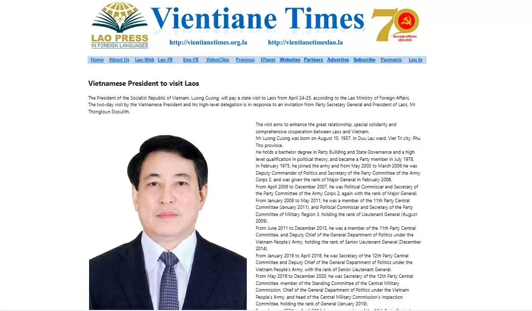 Truyền thông Lào ca ngợi quan hệ đặc biệt Việt Nam-Lào