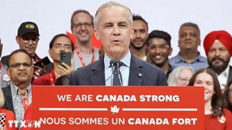 Thủ tướng Canada Mark Carney phát biểu tại Ottawa sau khi Đảng Tự do của ông giành chiến thắng trong cuộc tổng tuyển cử, ngày 29/4. (Nguồn: TTXVN)