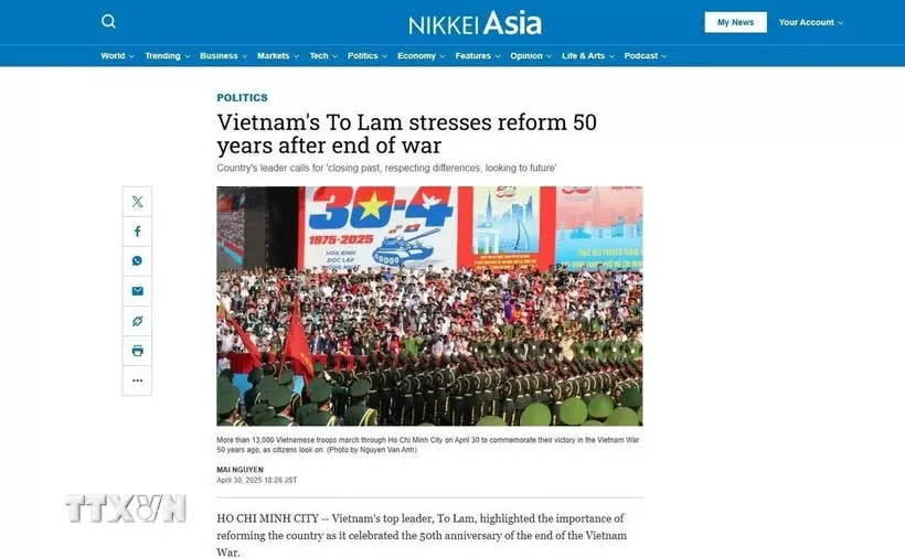 Báo Nhật đưa tin đậm nét về Lễ kỷ niệm 30/4 của Việt Nam