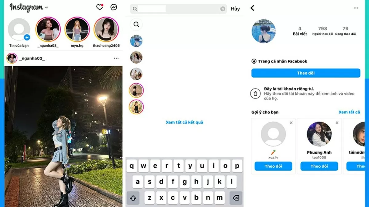Tìm kiếm Facebook thông qua username Instagram