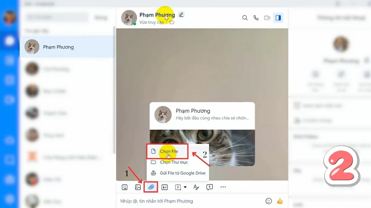 Nhấn vào biểu tượng “Đính kèm file”