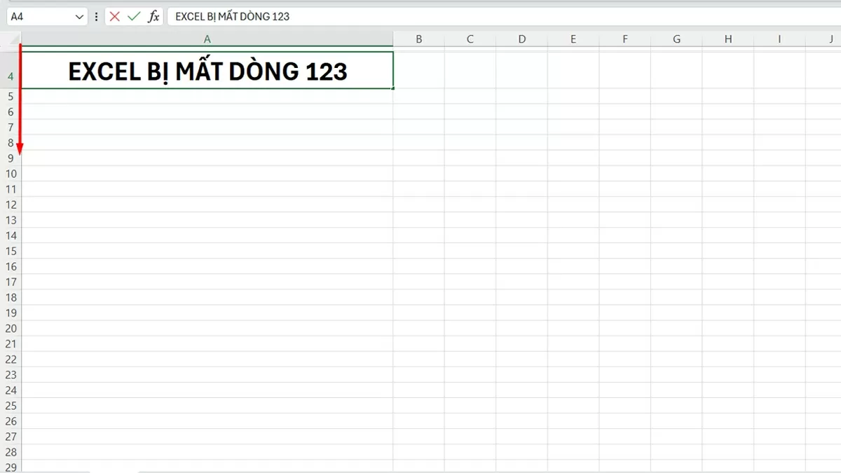 Khắc phục lỗi bị mất dòng 1 2 3 trong Excel 