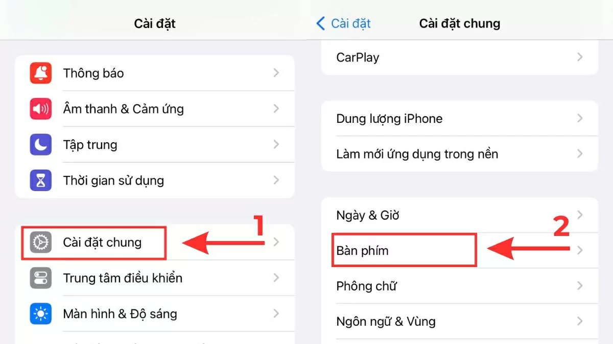 Mở ứng dụng Cài đặt