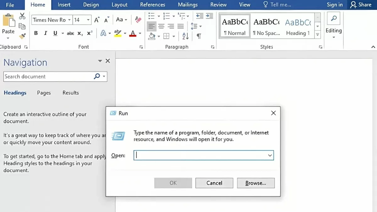 Nhấn đồng thời phím Windows + R
