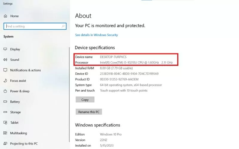 Chi tiết về bộ xử lý (Processor) hoặc CPU