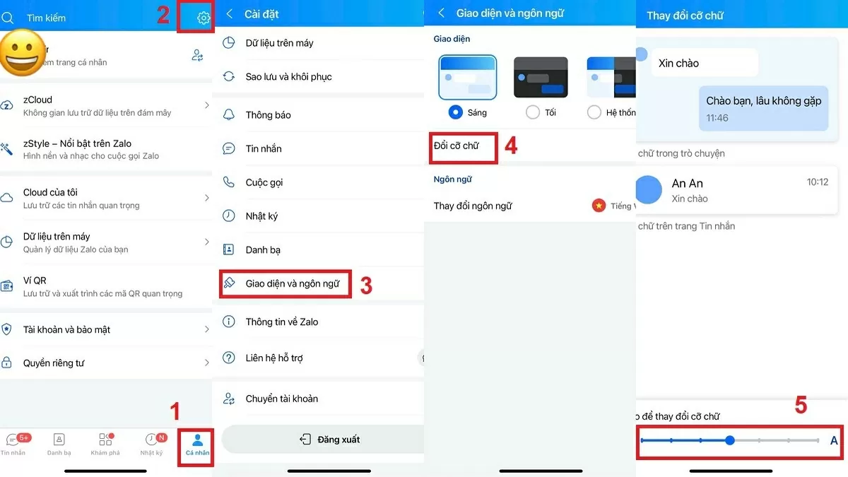 Chỉnh cỡ chữ trong Zalo app đơn giản.