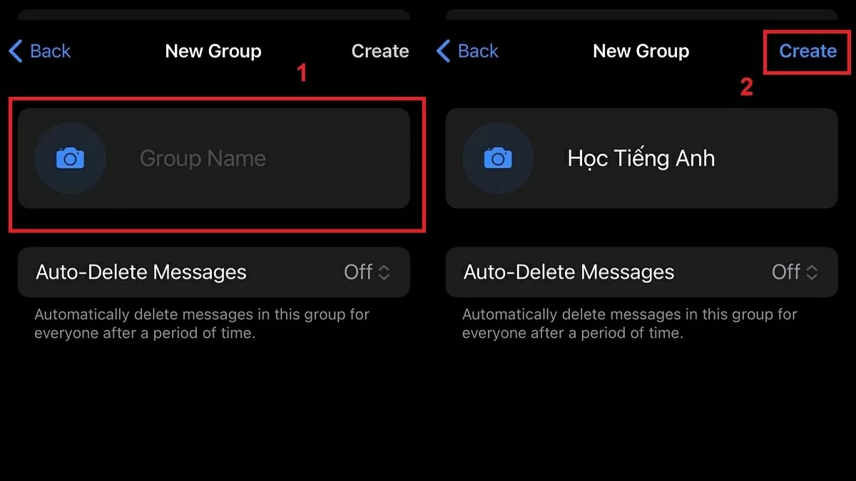 Nhấn “Create” (Tạo).