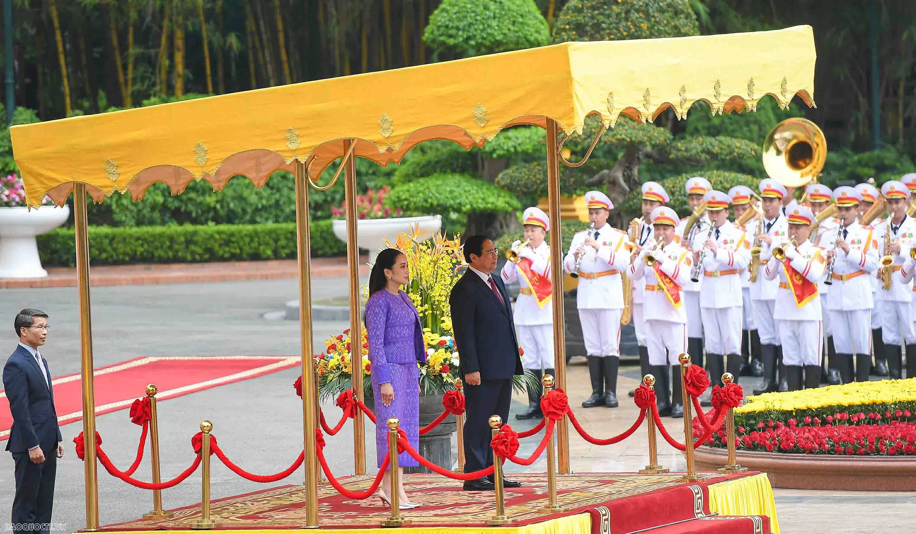 Thủ tướng Phạm Minh Chính chủ trì lễ đón chính thức Thủ tướng Thái Lan Paetongtarn Shinawatra