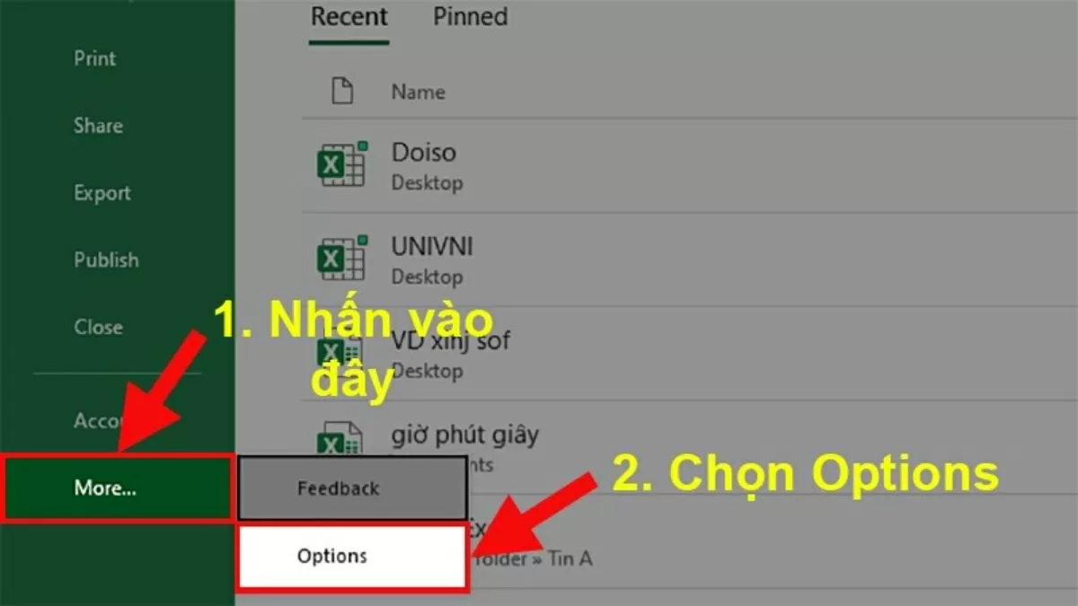 Nhận chọn Options.