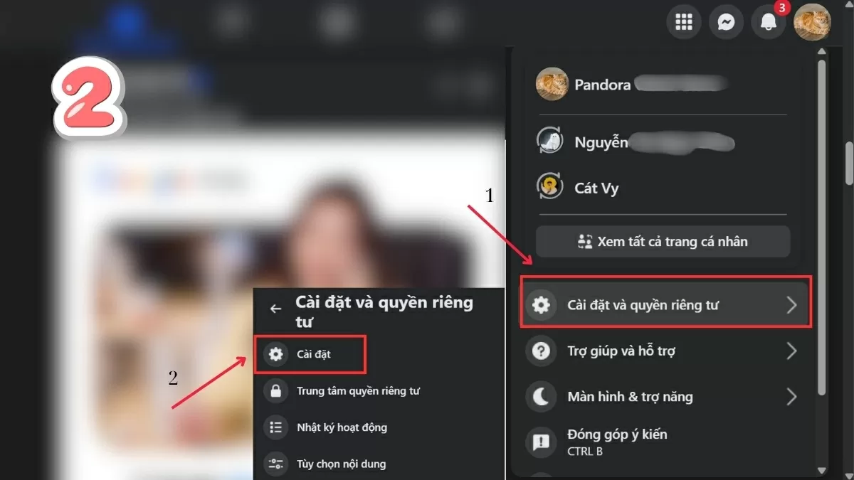 Chọn mục “Cài đặt & quyền riêng tư”.
