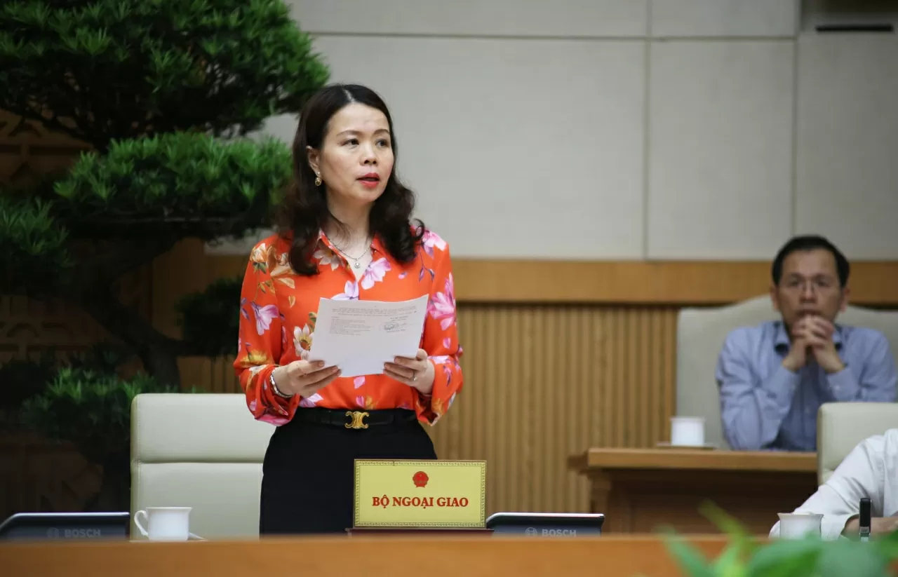 Thứ trưởng Ngoại giao Nguyễn Minh Hằng báo cáo kết quả đạt được sau Hội nghị thượng đỉnh P4G. (Ảnh: Thành Long)