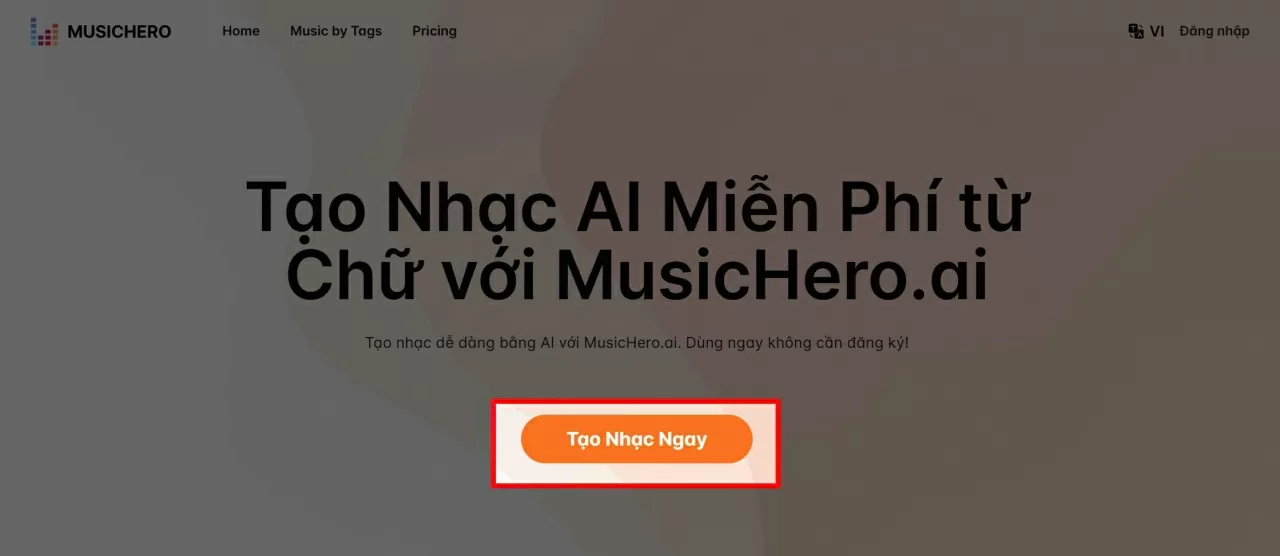 Nhấn vào nút “Tạo nhạc ngay”. Nhấn vào nút “Tạo nhạc ngay”.