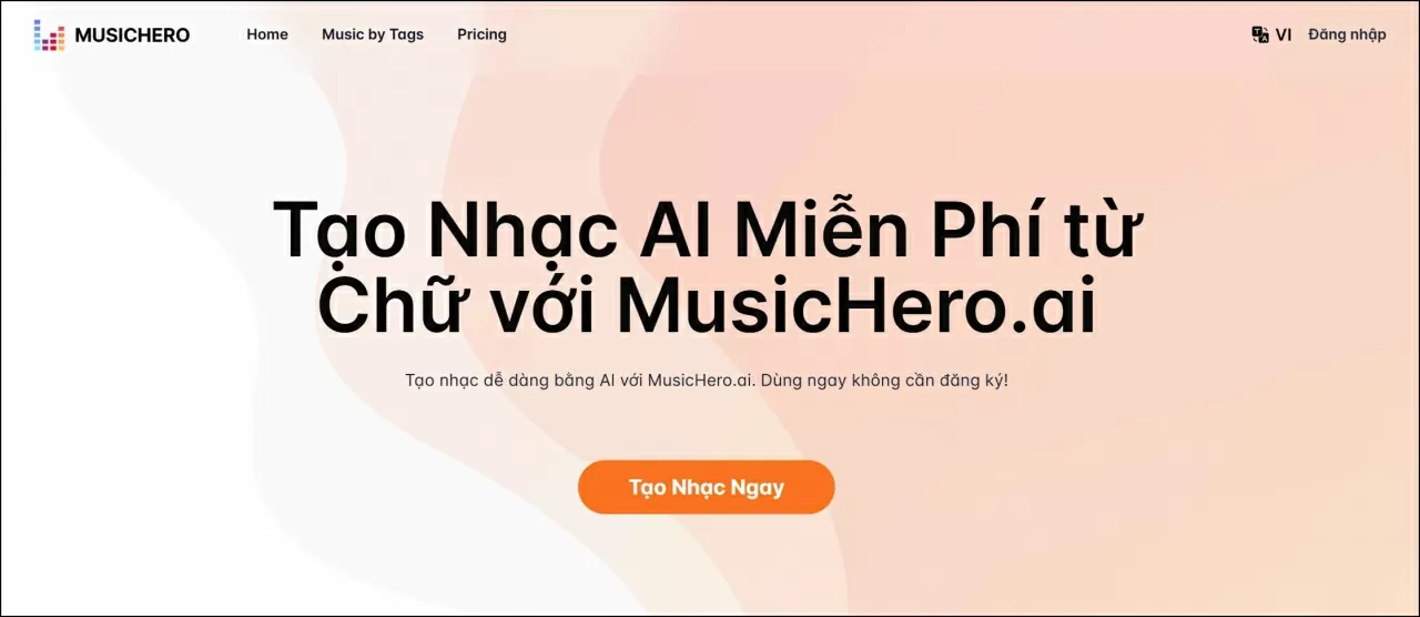 ruy cập vào trang web tạo nhạc miễn phí bằng AI.