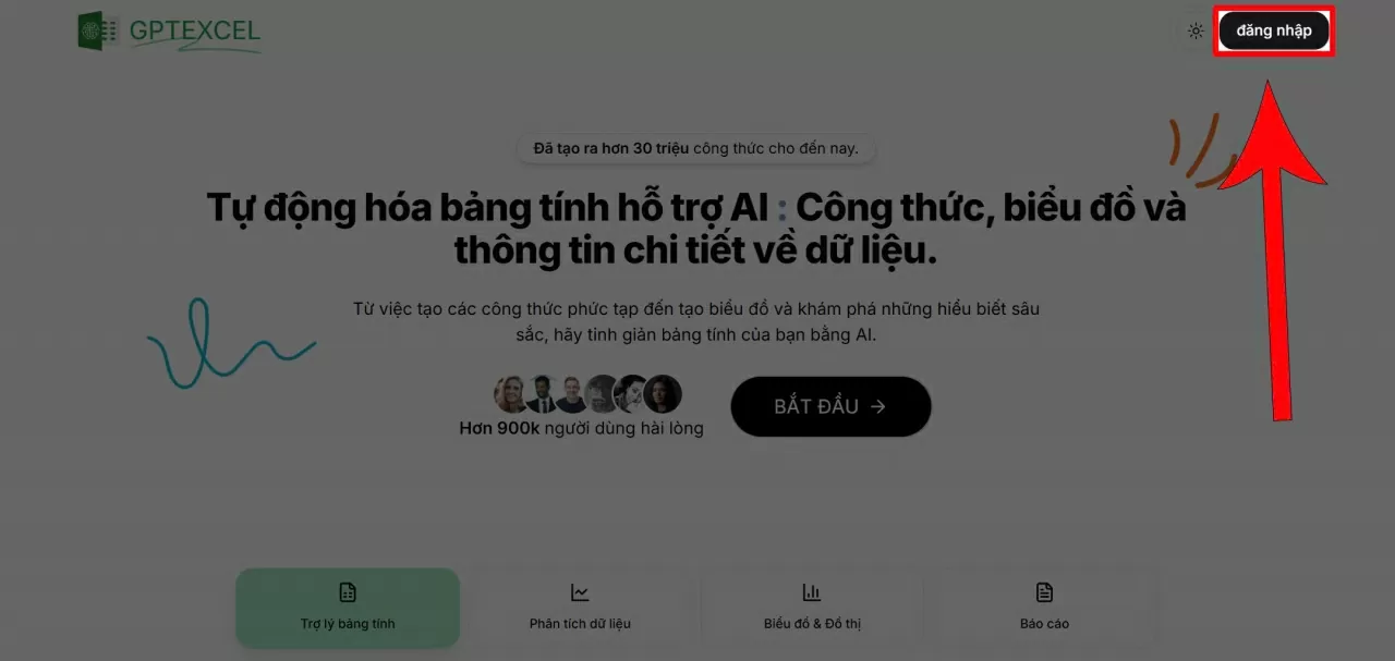 ruy cập vào website GPTExcel.