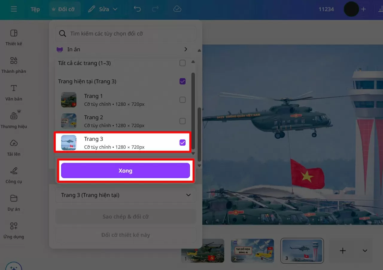 Sau đó bấm “Xong” để tiếp tục.