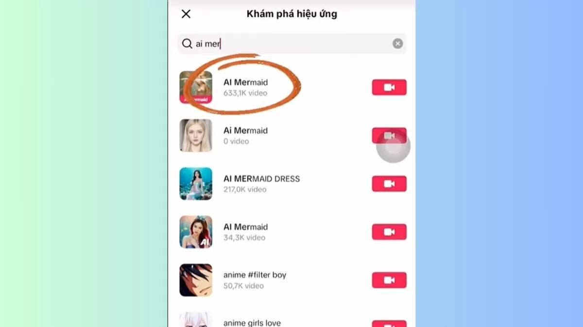 Gõ từ khóa “AI Mermaid”.