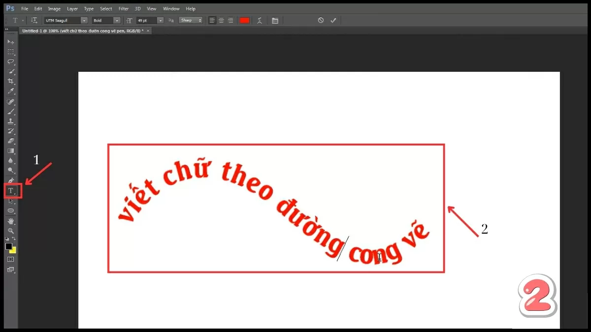 Chuyển sang công cụ Type Tool.
