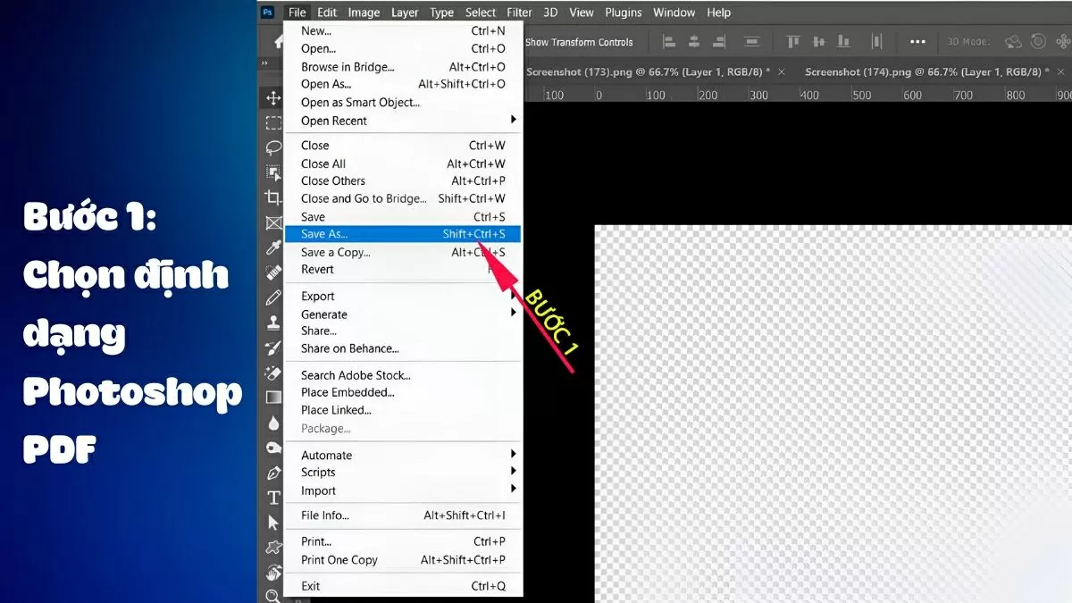 Mở thiết kế trong Photoshop.