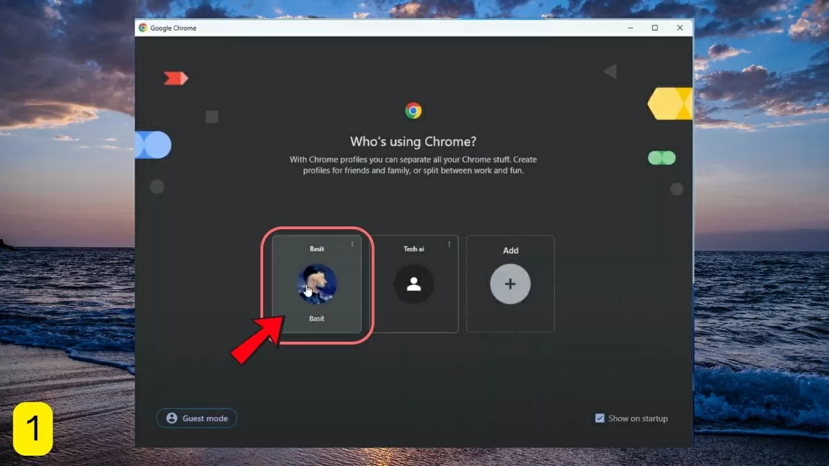 Mở Google Chrome bằng hồ sơ cá nhân.
