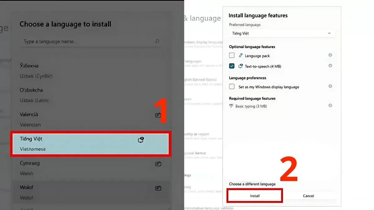 Bấm Install để tải và cài đặt gói ngôn ngữ đầy đủ.