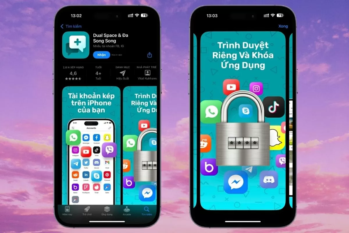 Sử dụng Dual Space Social Manager để chạy nhiều tài khoản mạng xã hội trên iPhone. Sử dụng Dual Space Social Manager để chạy nhiều tài khoản mạng xã hội trên iPhone.