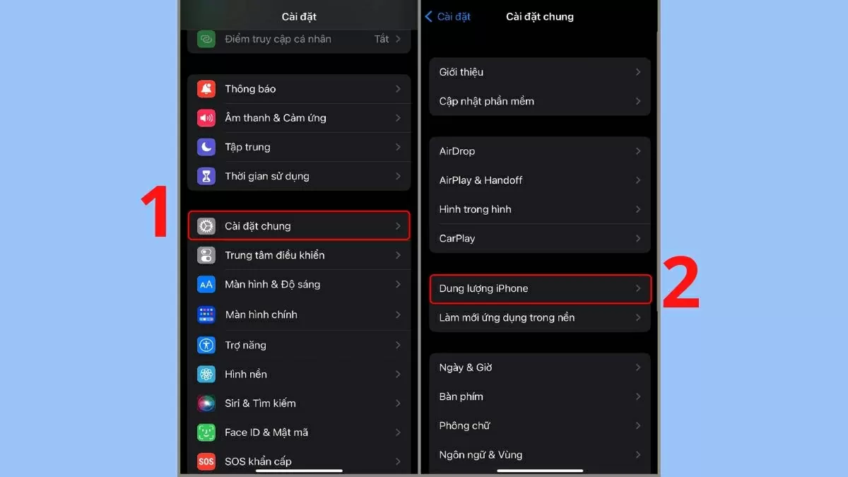 Mở ứng dụng Cài đặt (Settings) từ màn hình chính. 