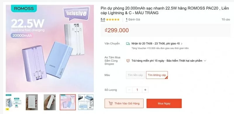 Loại pin dự phòng Romoss đang bị thu hồi được bán tại Việt Nam trên các sàn thương mại điện tử Loại pin dự phòng Romoss đang bị thu hồi được bán tại Việt Nam trên các sàn thương mại điện tử