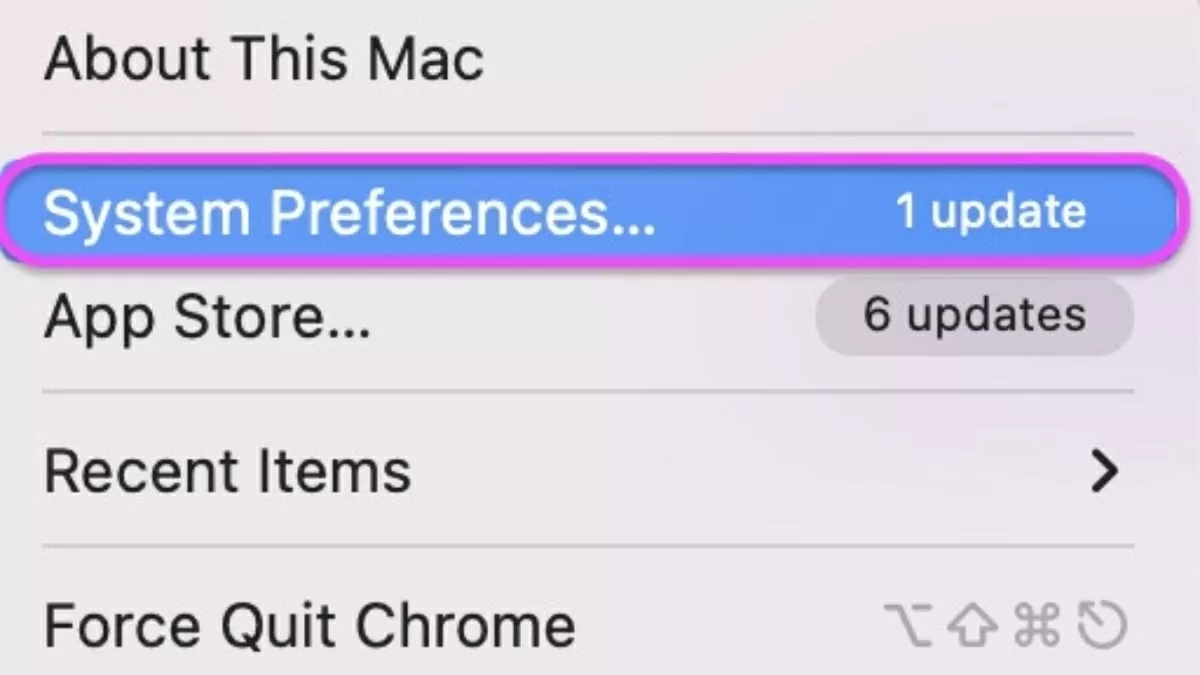 Chọn System Preferences (Cài đặt hệ thống). Chọn System Preferences (Cài đặt hệ thống).
