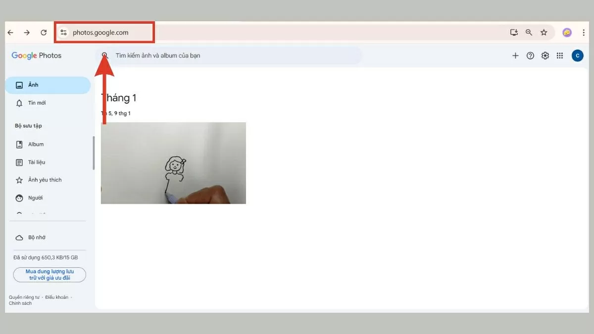 Truy cập Google Photos trên trình duyệt máy tính. Truy cập Google Photos trên trình duyệt máy tính.