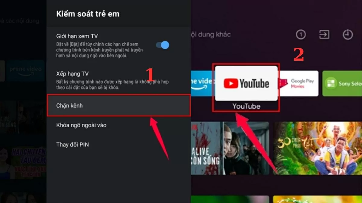 Tìm và chọn YouTube để tiến hành khóa ứng dụng này.
