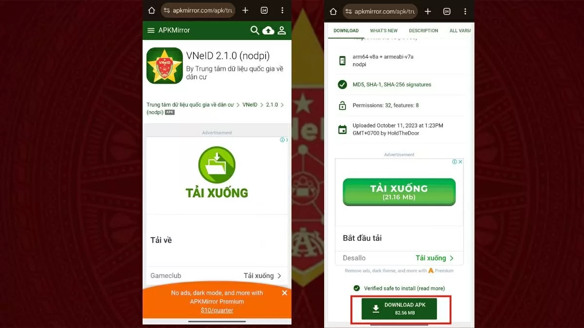 Truy cập trình duyệt và tìm kiếm “VNeID APK”.