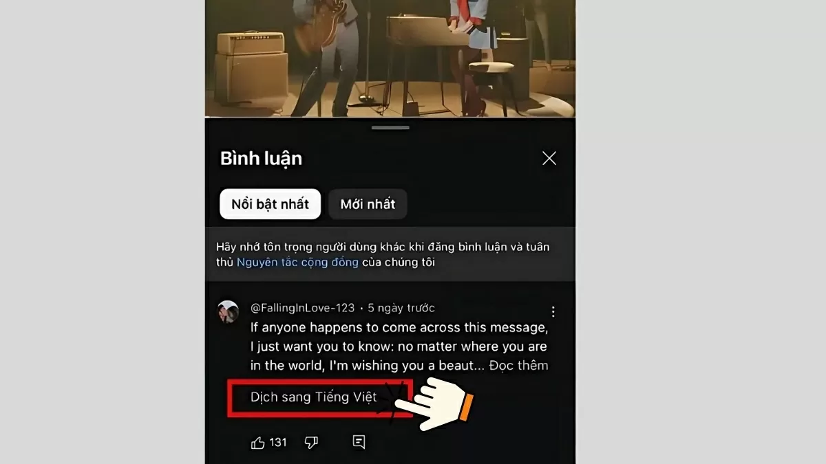 Sử dụng tính năng dịch bình luận. Sử dụng tính năng dịch bình luận.
