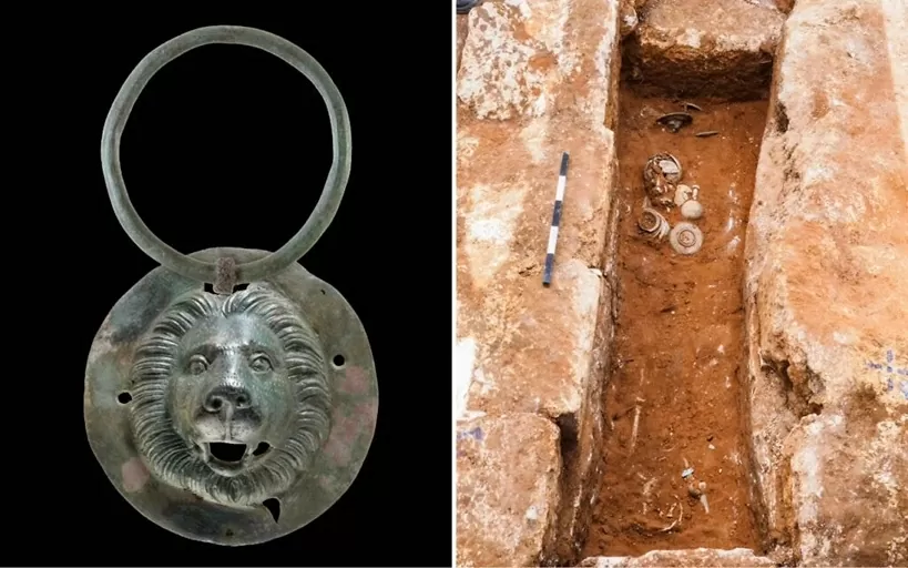 Israel tìm thấy 4 đĩa đồng bí ẩn hình đầu sư tử trong ngôi mộ 1.900 năm tuổi