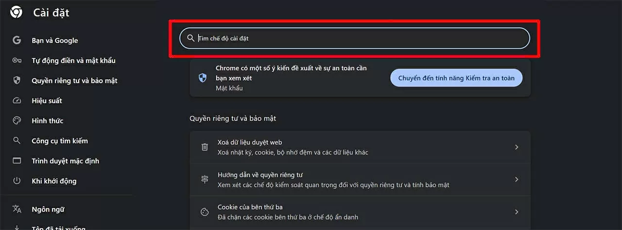 Trong giao diện cài đặt, bạn hãy nhập từ khóa “DNS”.