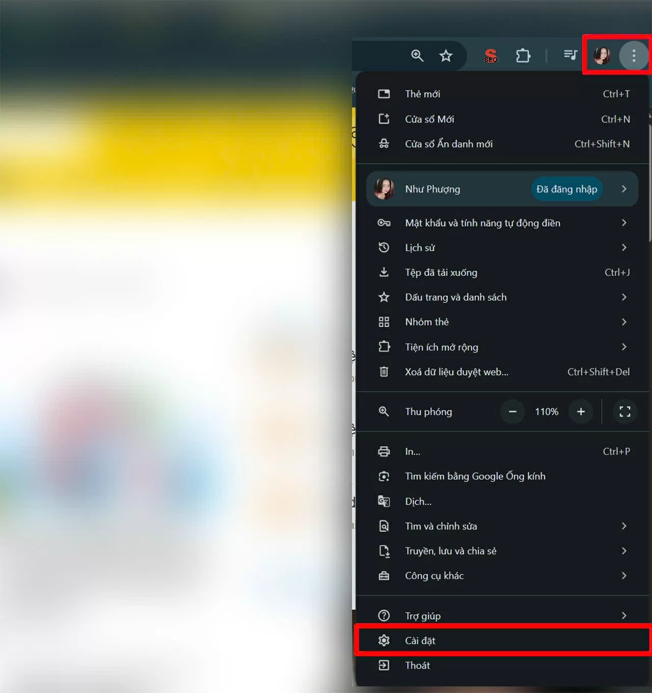 Mở Chrome và nhấp vào biểu tượng dấu ba chấm ở góc trên bên phải màn hình.