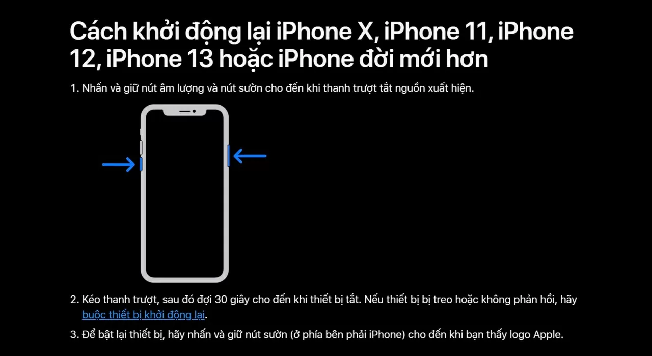 Khởi động lại iPhone.