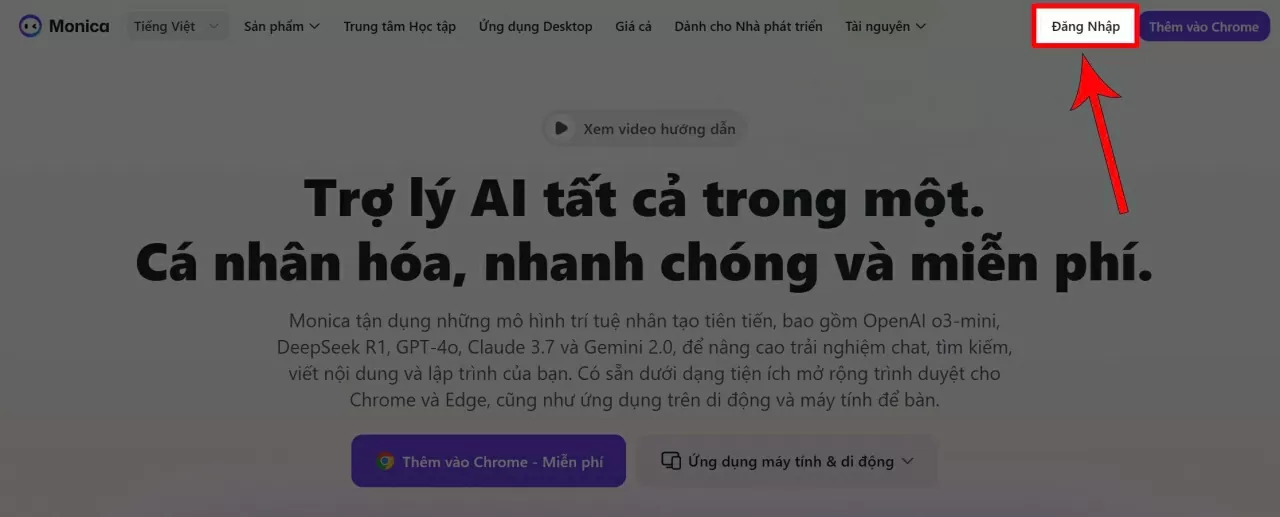 Đầu tiên, truy cập vào trang Monica.