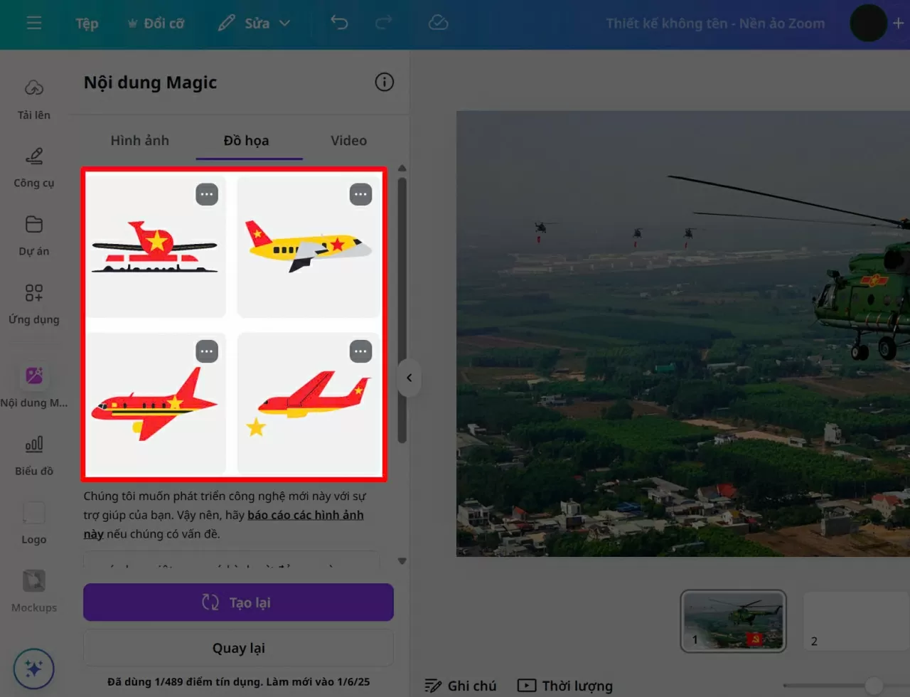 Canva sẽ xử lý trong vài giây.