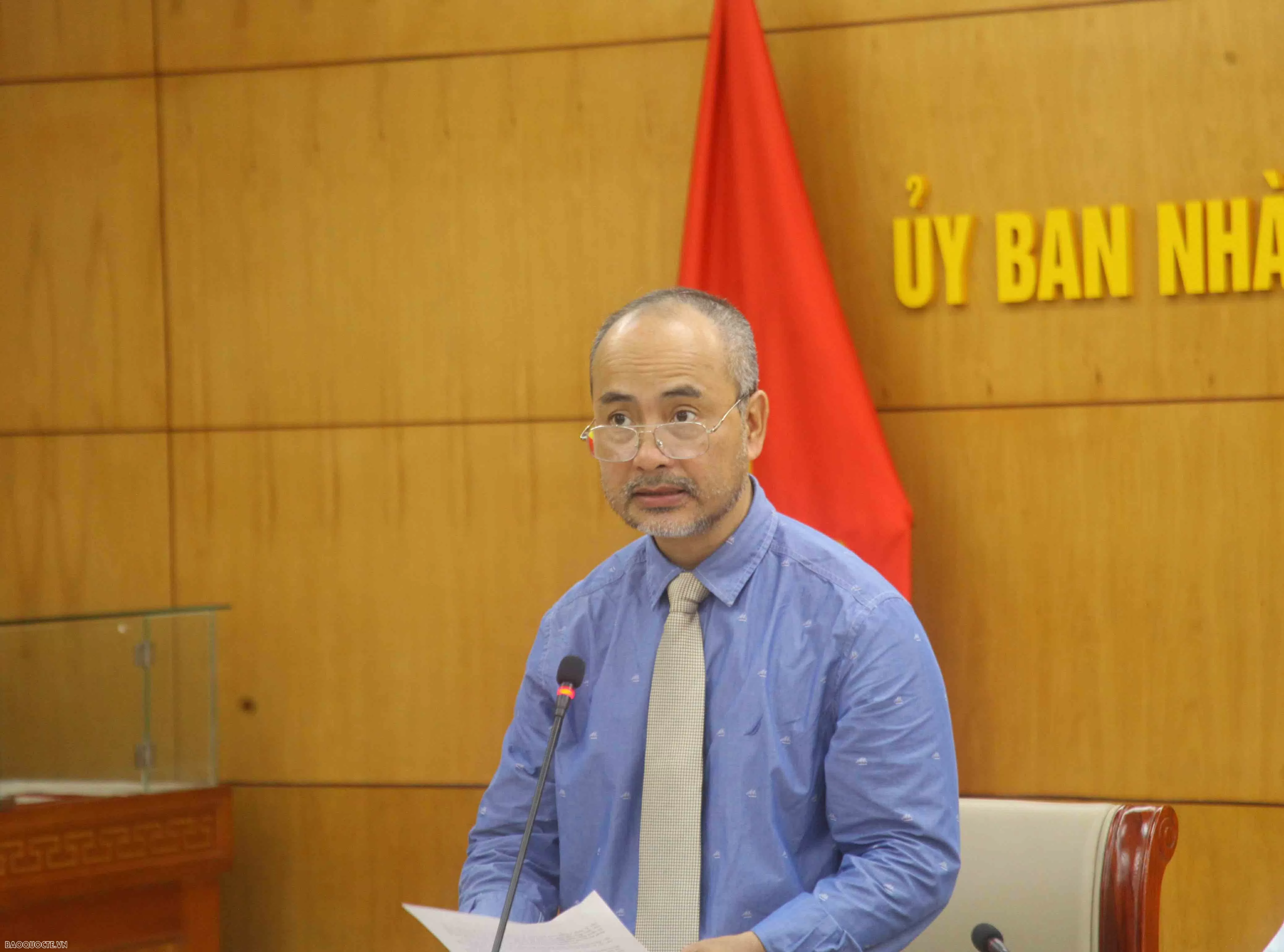 Chủ nhiệm Ủy ban Nhà nước về người Việt Nam ở nước ngoài Nguyễn Trung Kiên phát biểu khai mạc chương trình. (Ảnh: Việt Hoàng) Chủ nhiệm Ủy ban Nhà nước về người Việt Nam ở nước ngoài Nguyễn Trung Kiên phát biểu khai mạc chương trình. (Ảnh: Việt Hoàng)